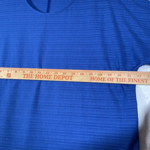 Chico's Top Womens Size 2 / L Blue Pullover Ribbed  3/4 Dolman Sleeve Scoop Neck - Picture 11 of 12